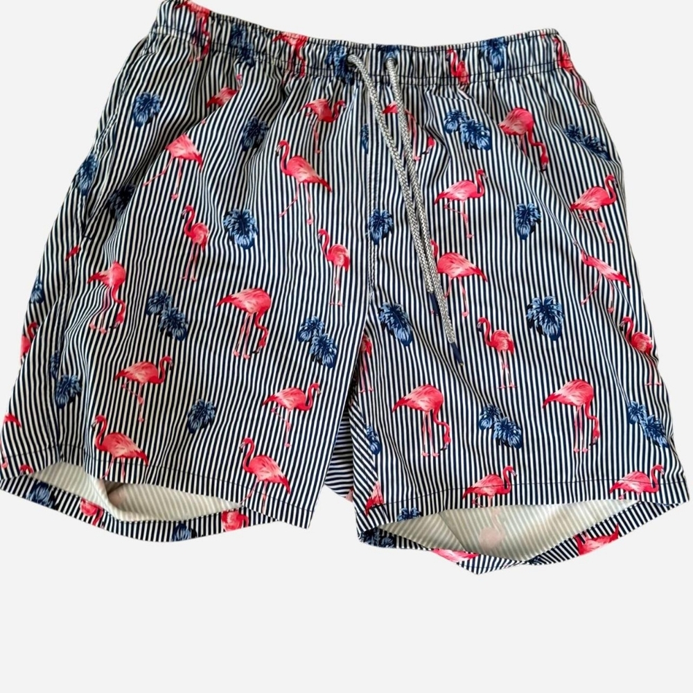 RAINFOREST Pink and Blue Flamingo Swim Trunks M